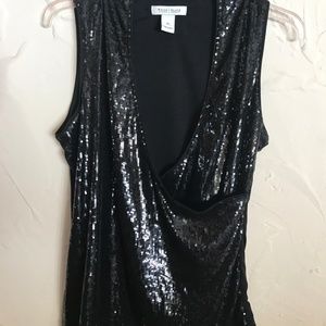 White House Black Market Black Sequin Sleeveless